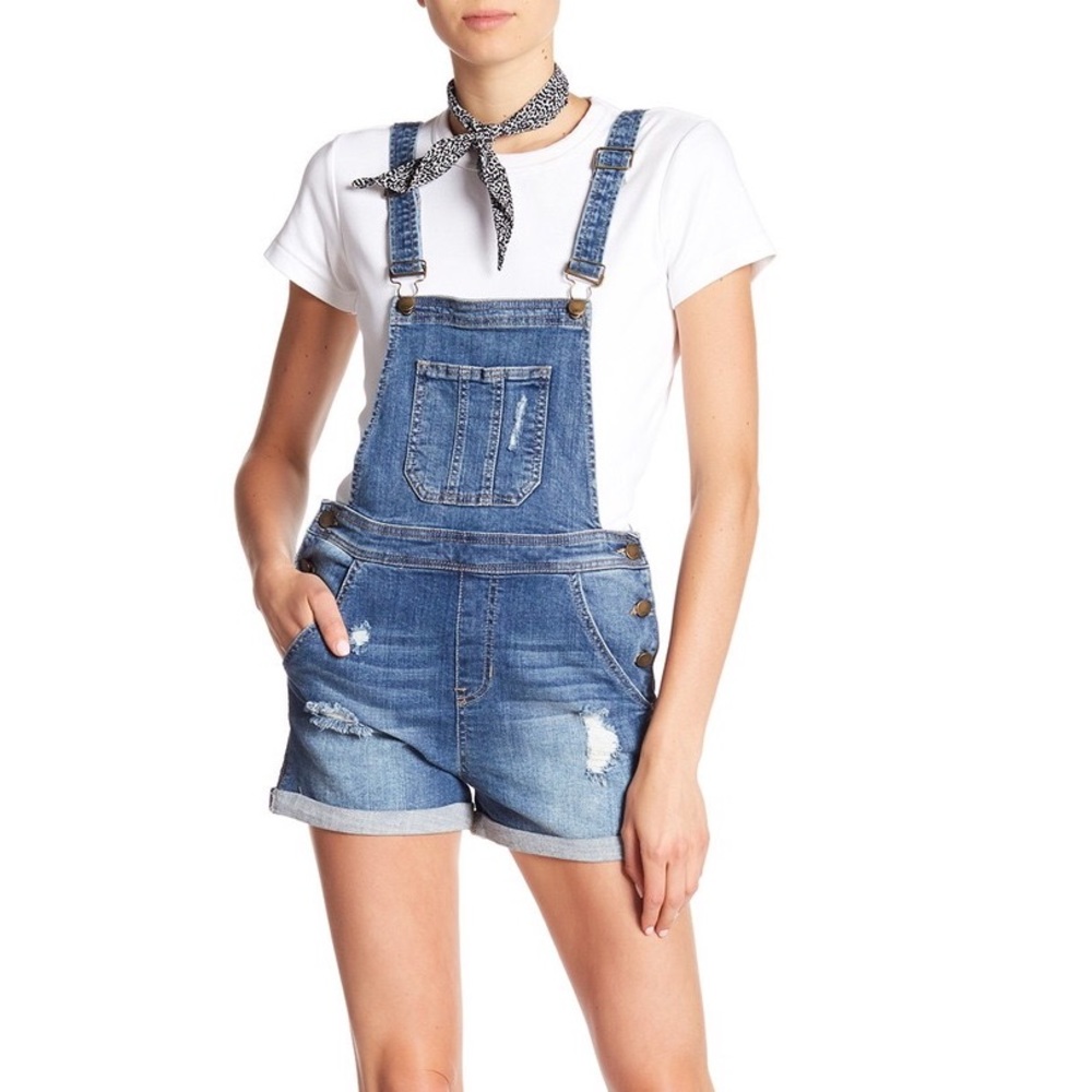 Distressed Denim Overalls